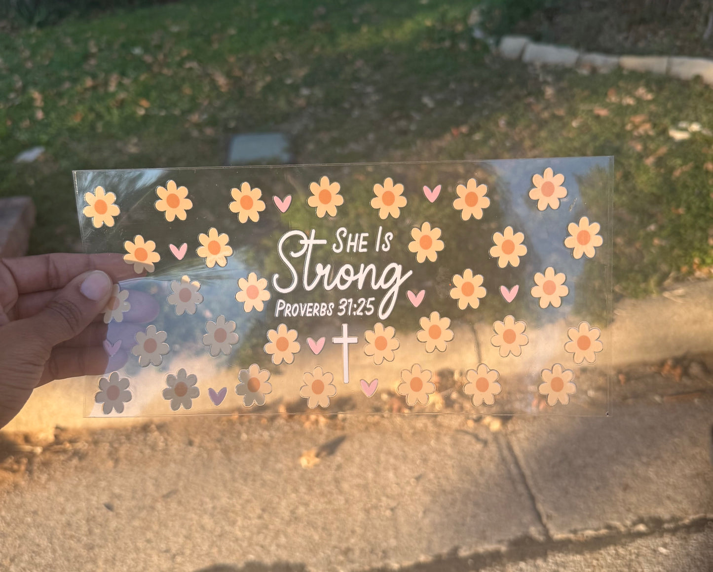 She is Strong 16 oz UVDTF cup wrap