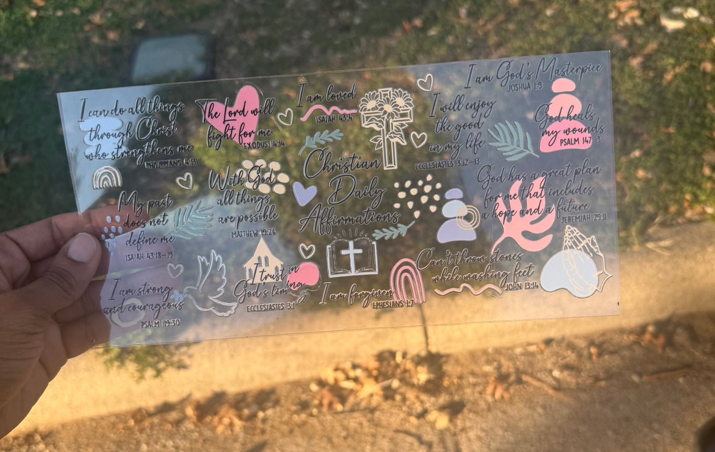 ✨ 16oz Libby Cup Wrap – Christian Daily Affirmations (Faith-Based UV DTF Wrap)