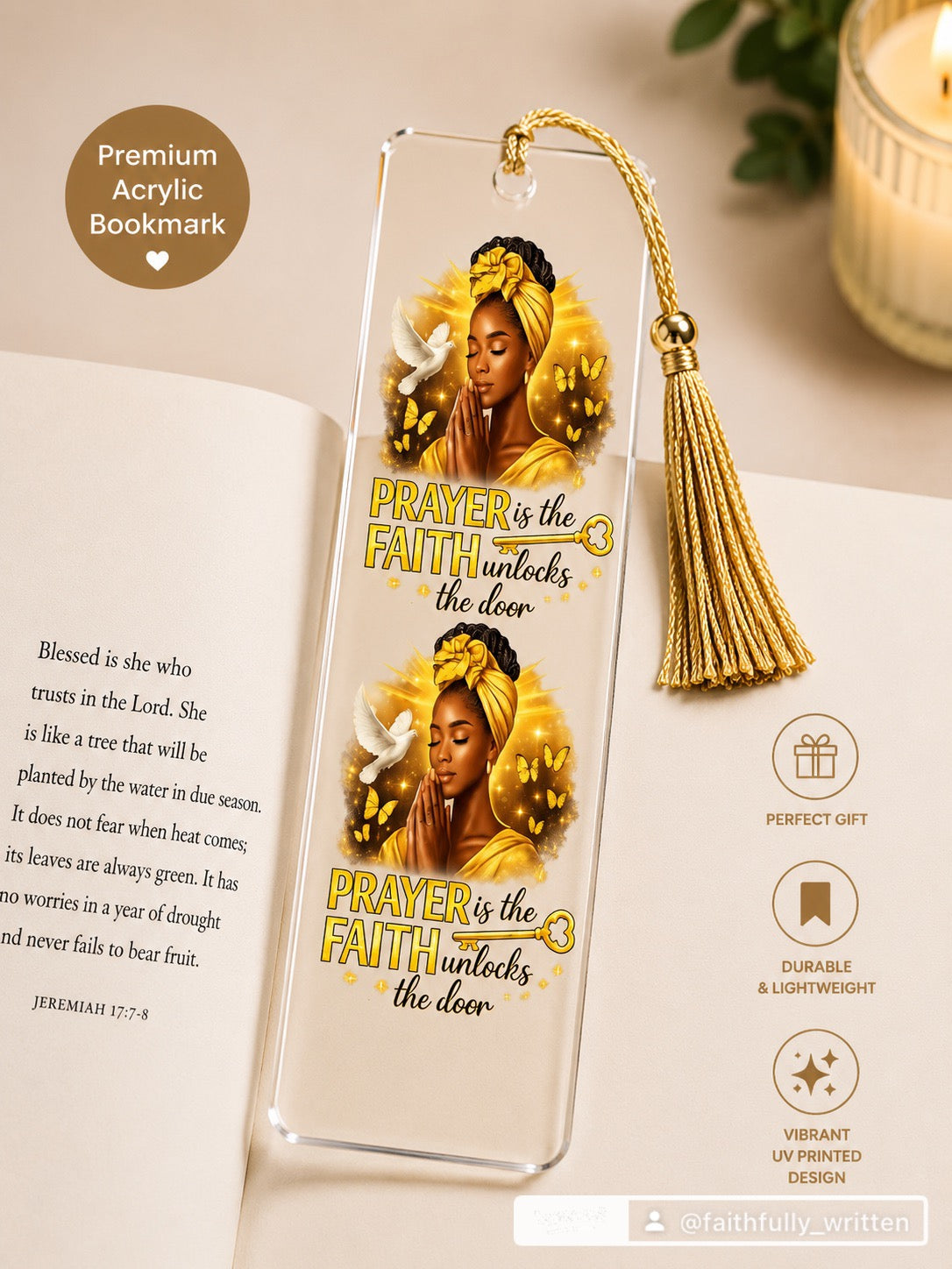 Prayer is the Key Bookmark UV DTF Transfer