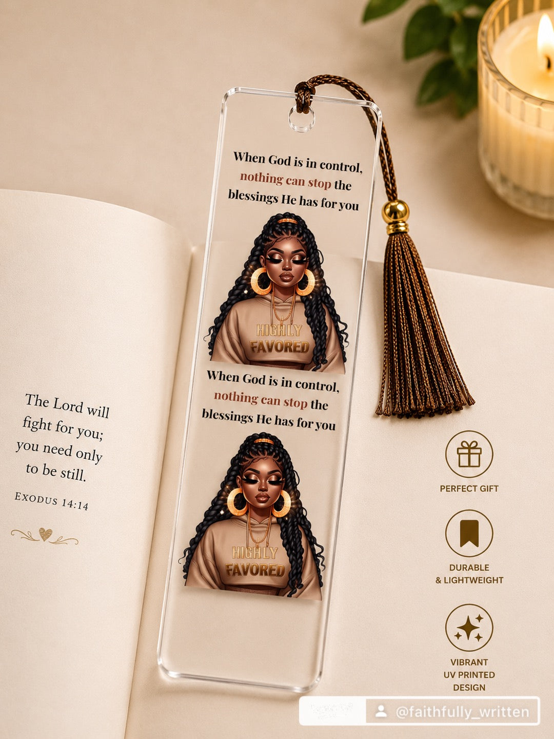 When God Is In Control Bookmark UV DTF Transfer