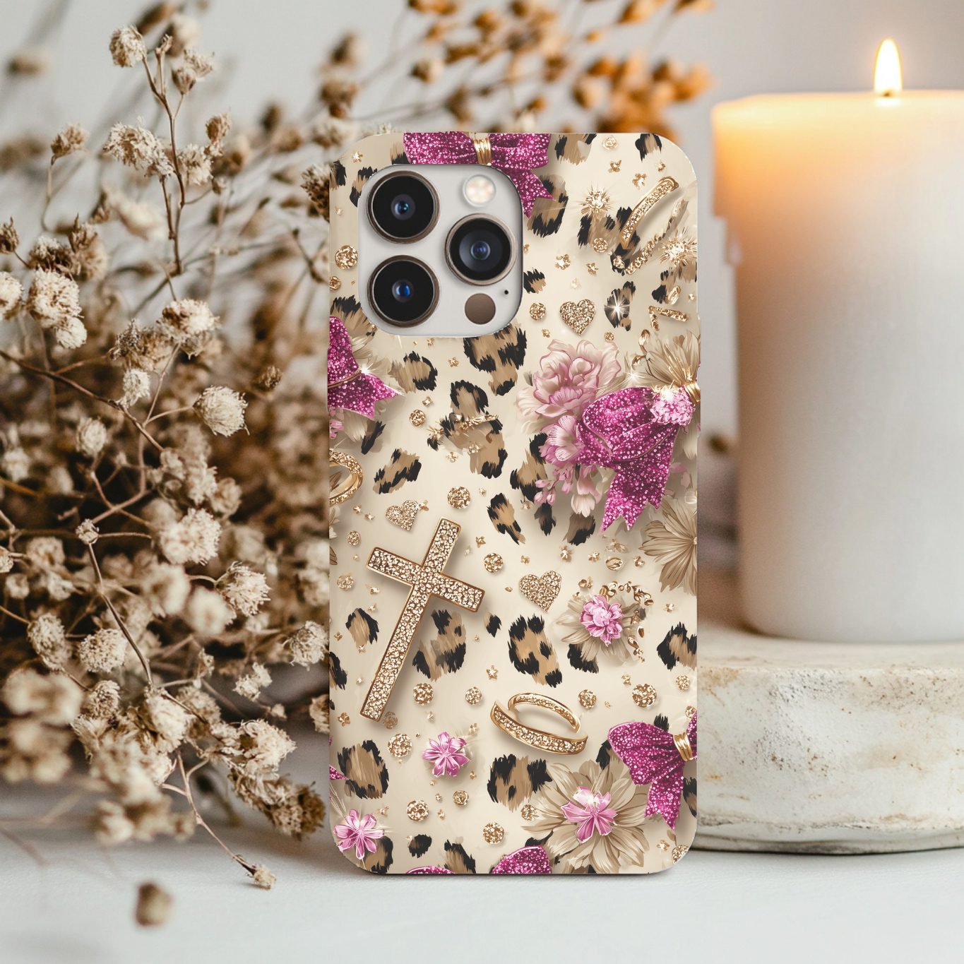 Divinely Fierce – Leopard + Cross Phone Case