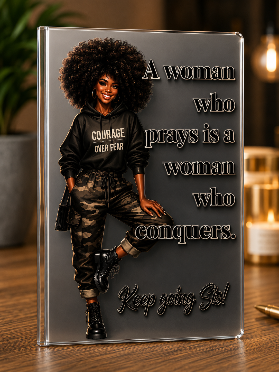 A Woman Who Prays UV DTF Journal Transfer