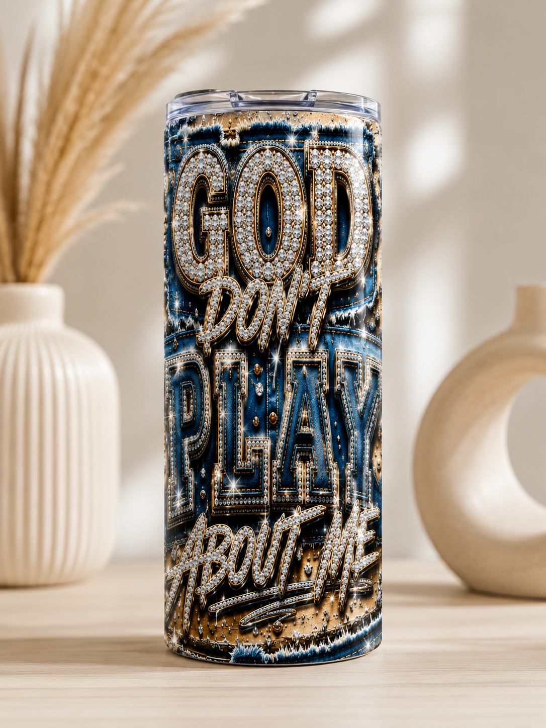 God Don’t Play About Me UV DTF Tumbler Wrap 20oz