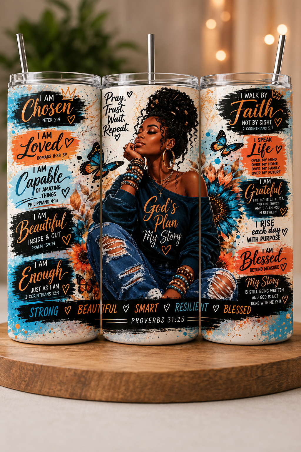 God’s Plan UV DTF Transfer 20 oz tumbler wrap