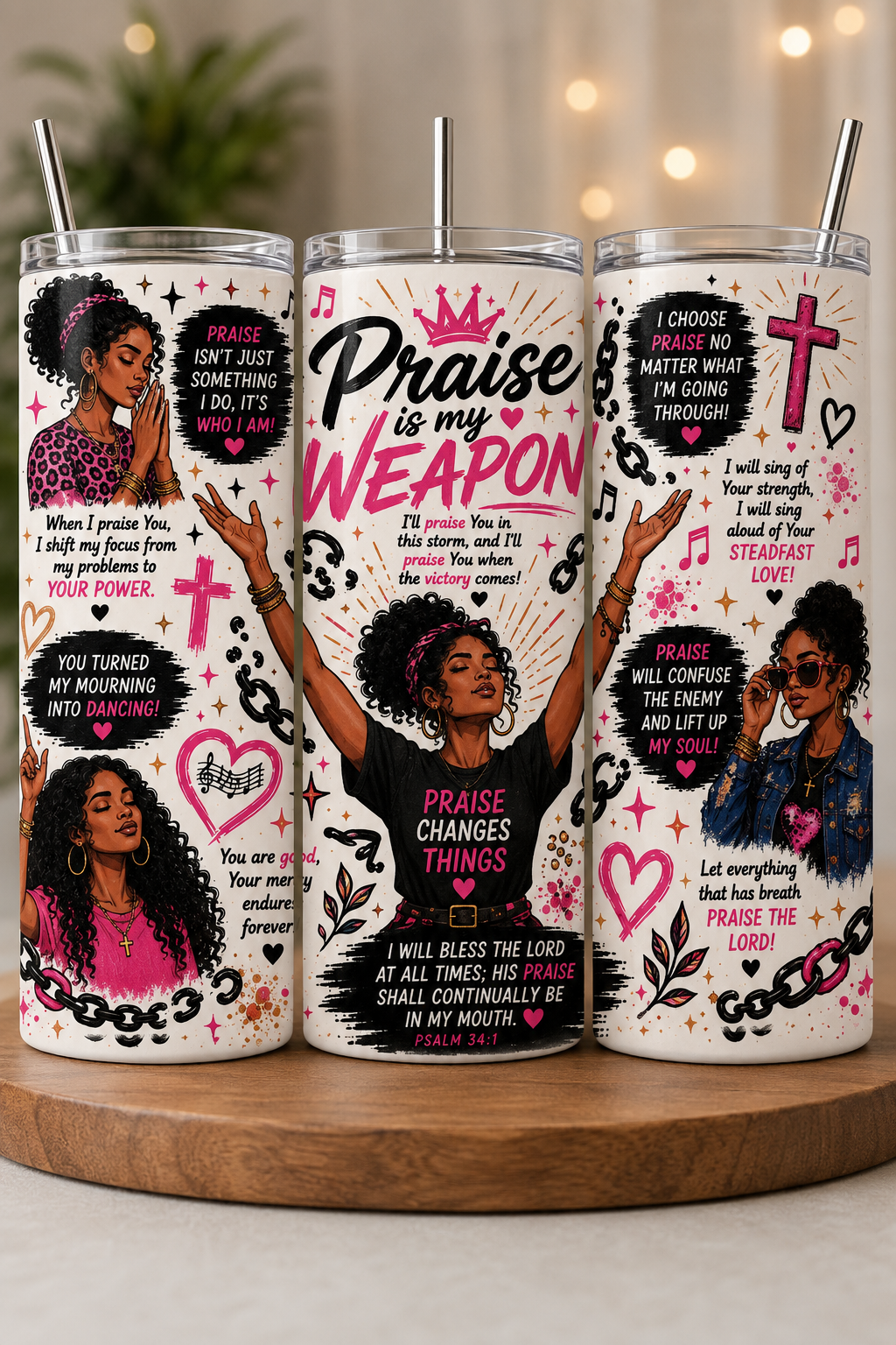 Praise is my Weapon UV DTF transfer 20oz tumbler wrap