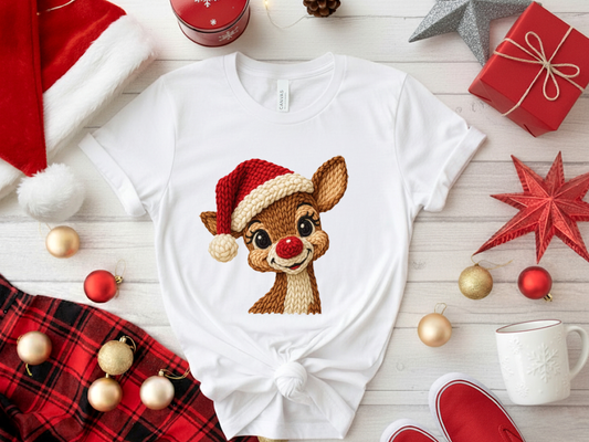 Ready to Press Reindeer Faux Yarn DTF 12 inch Transfer